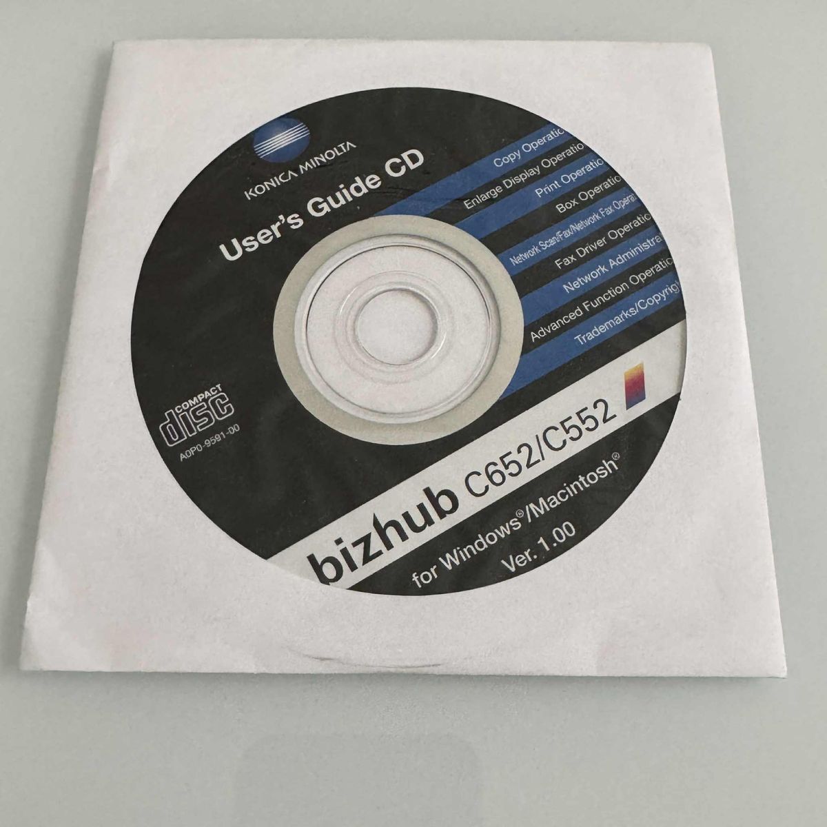 Konica Minolta bizhub C652/C552 User's Guide CD - Version 1.00 - Windows/Mac