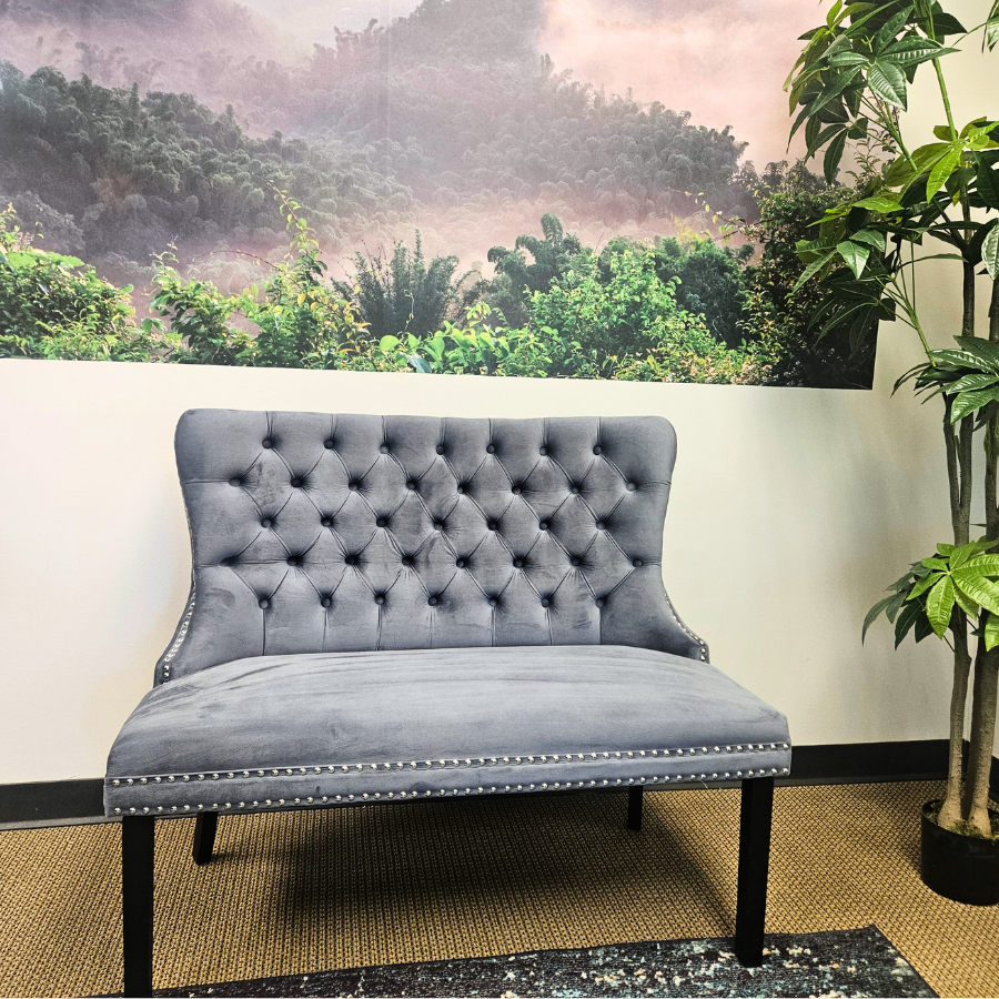 Modern Tufted Loveseat - Light Greyish Blue