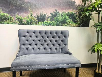 Modern Tufted Loveseat - Light Greyish Blue