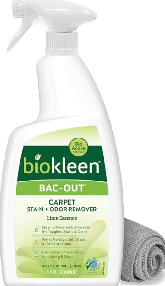 2 Biokleen Bac-Out Carpet Stain + Odor Remover Lime Essence - 2x 32oz Bottles