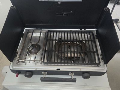 Portable 2-Burner Camping Stove and Grill Combo - Perfect for Outdoor Cooking