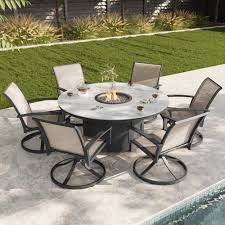 Agio Clearfield 7-piece Sling Fire Outdoor Patio Dining Set  1934053 #106120