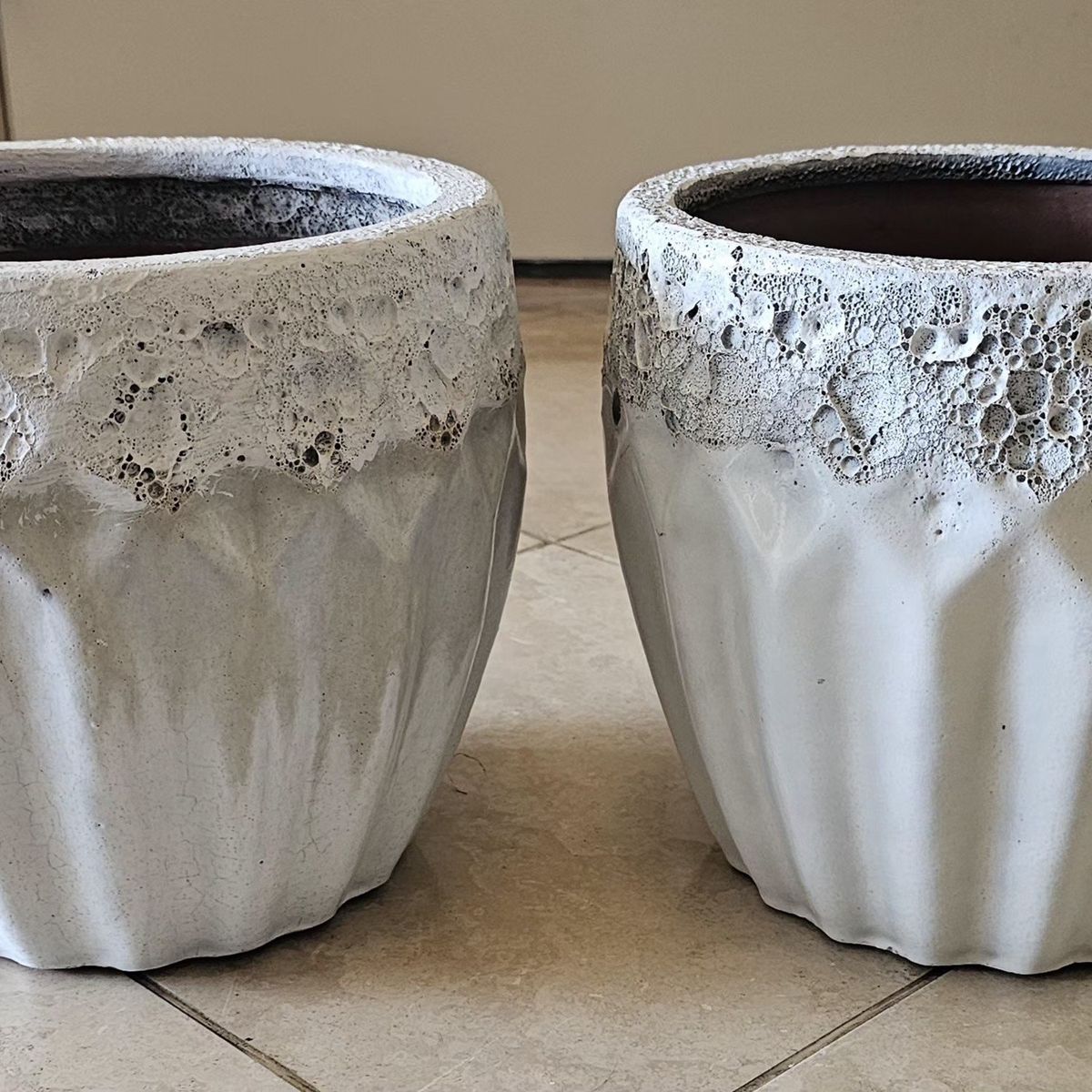 2 Glazed Pottery Planters 10"Tx10.5"W