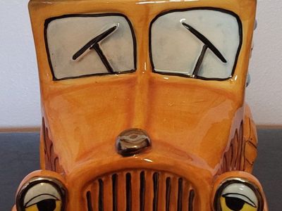 Vintage Ceramic School Bus Cookie Jar - "Kooky" License Plate - Unique Decor & Storage