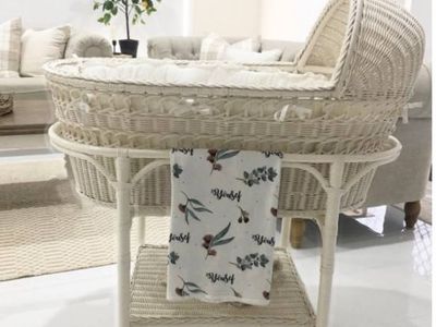 Pottery Barn wicker baby bassinet