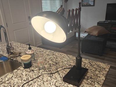 Industrial Dark Bronze Scissor Lamp - Heavy Base