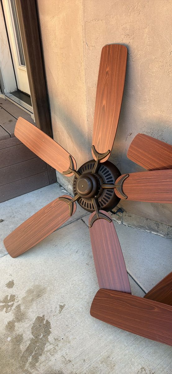 Set of 4 Ceiling Fans, 5-Blade, Reversible Wood Finish, Brown/Bronze Tone Hardware