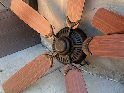 Set of 4 Ceiling Fans, 5-Blade, Reversible Wood Finish, Brown/Bronze Tone Hardware