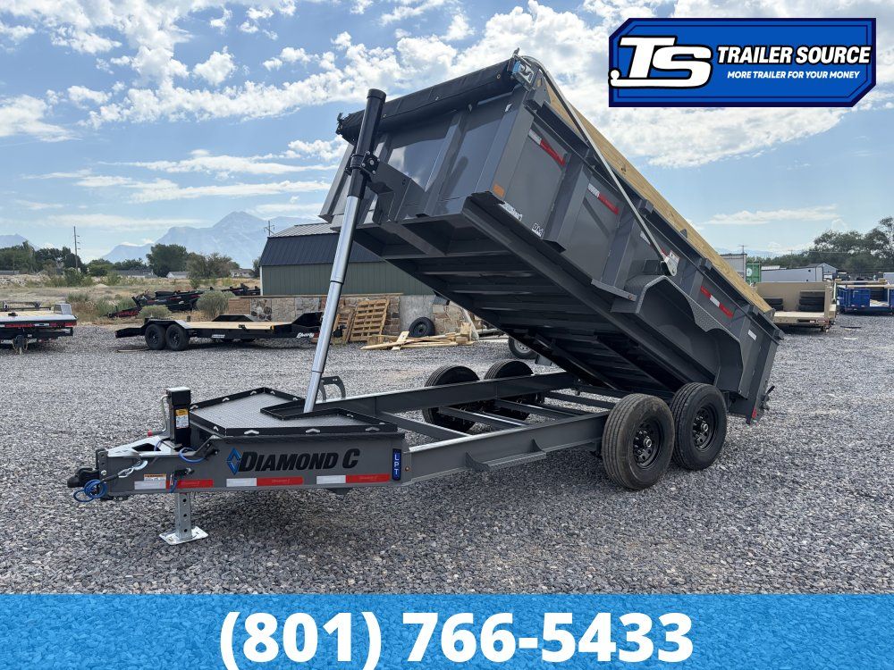 7x14 Diamond C LPT 207 Dump Trailer - 32" Sides - 15.5K GVWR - 14 Ply Tires, Board Brackets, Long Arm Tarp