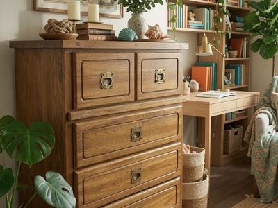 Solid Wood 5-Drawer Dresser - 34" W x 18" D x 42.5" H - Spacious Storage