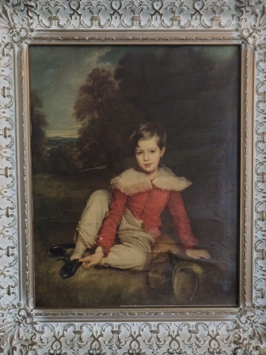 Vintage Oil Painting - Portrait of the  THE. RED. BOY   Framed Art