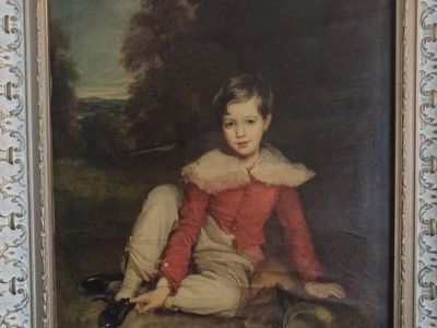 Vintage Oil Painting - Portrait of the THE. RED. BOY Framed Art