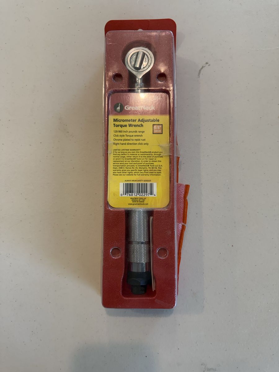 GreatNeck 3/8" Drive Micrometer Adjustable Torque Wrench - 120-960 in-lb Range, Chrome Plated