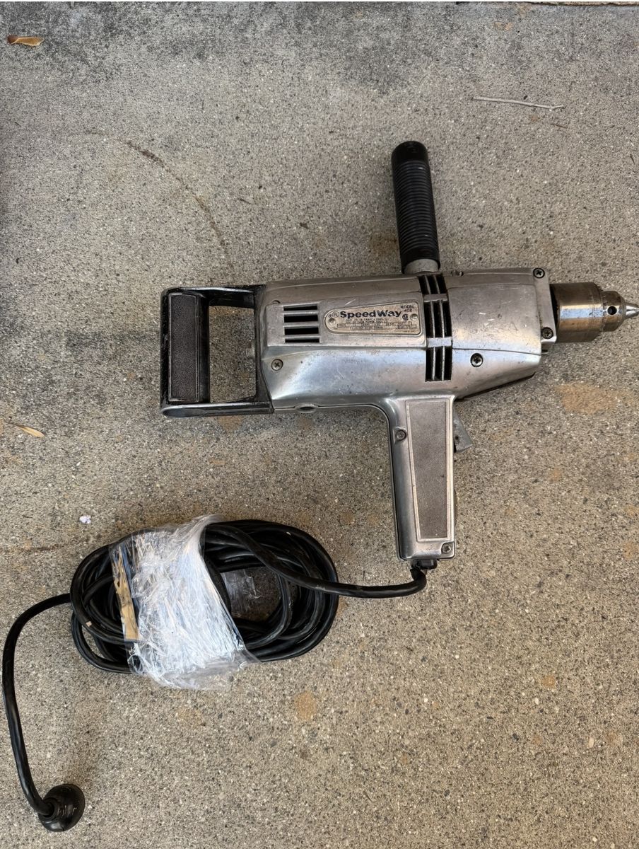 Vintage Speedway Model 40R 1/2" Power Drill 115V AC-DC 600 RPM Thor Power Tool Co.