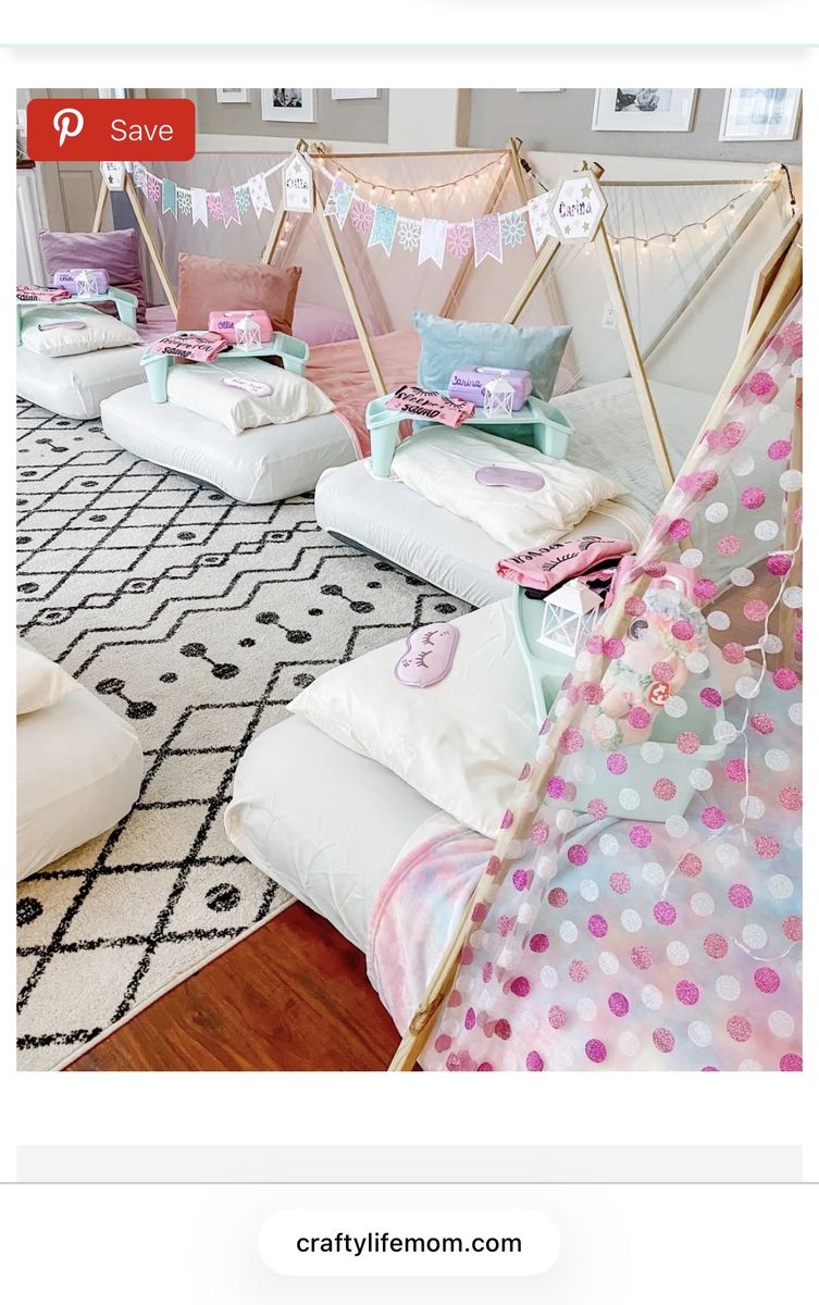 Handmade Wooden A-Frame Play Tent in Pink with Bunting Banner
