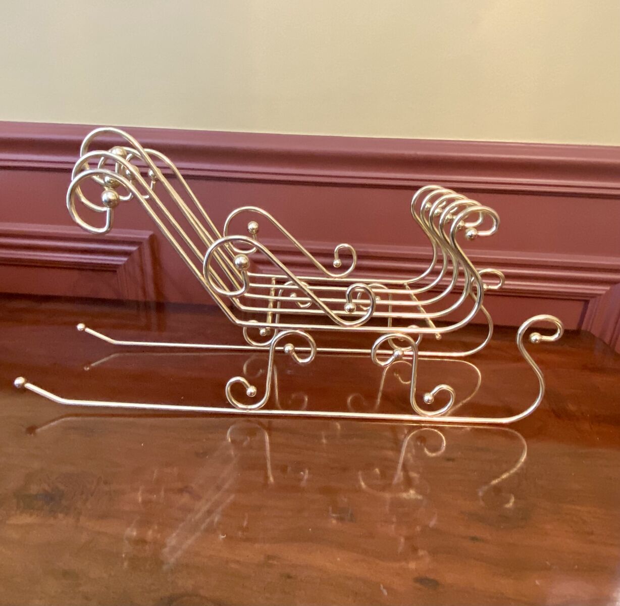Vintage Large Brass Sleigh From Home Interiors - Just Place A Candle or Figurine Inside The Center - C PIX