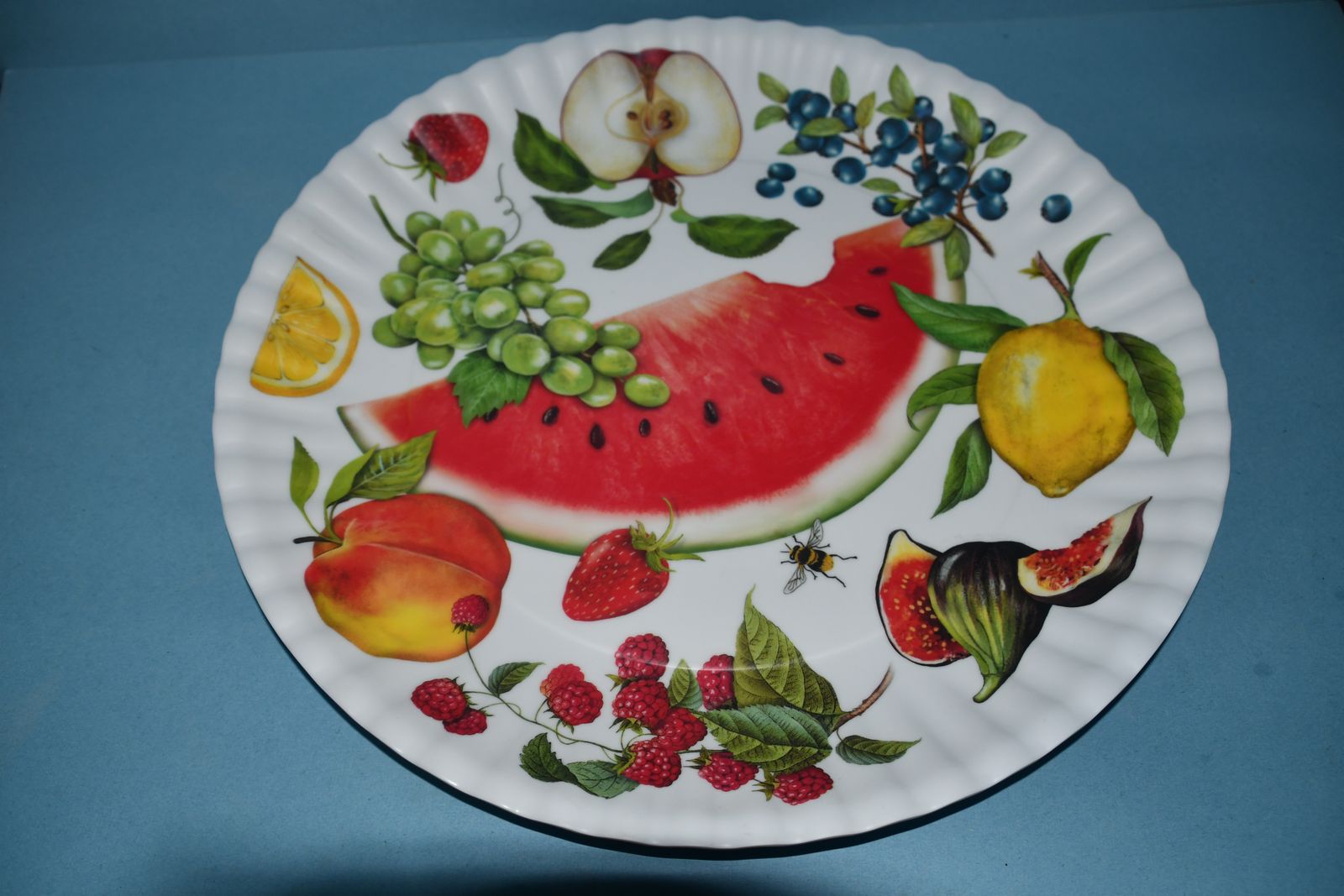 NEW LARGE "SUMMERTIME" SERVING TRAY ~ 16" DIAMETER ~ FRUITS ~ DURABLE ~ QUALITY ~ VERY NICE!