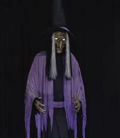Halloween 10’ Wicked Witch Animatronic Gravestone Cemetery Statue Figurine Collectible Yard Home Decor Decoration Prop