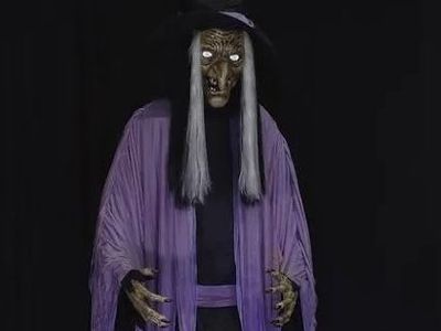 Halloween 10’ Wicked Witch Animatronic Gravestone Cemetery Statue Figurine Collectible Yard Home Decor Decoration Prop