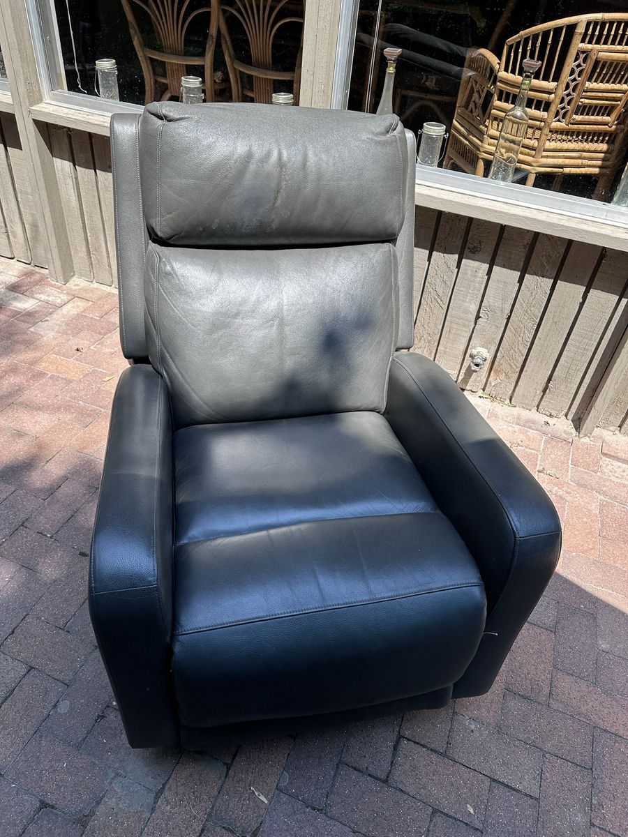 Gray Leather Power Recliner Armchair with Built-In USB Charging Port