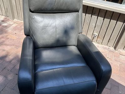Gray Leather Power Recliner Armchair with Built-In USB Charging Port