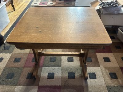 Antique Childs extendable school desk with drawer and original hardware.