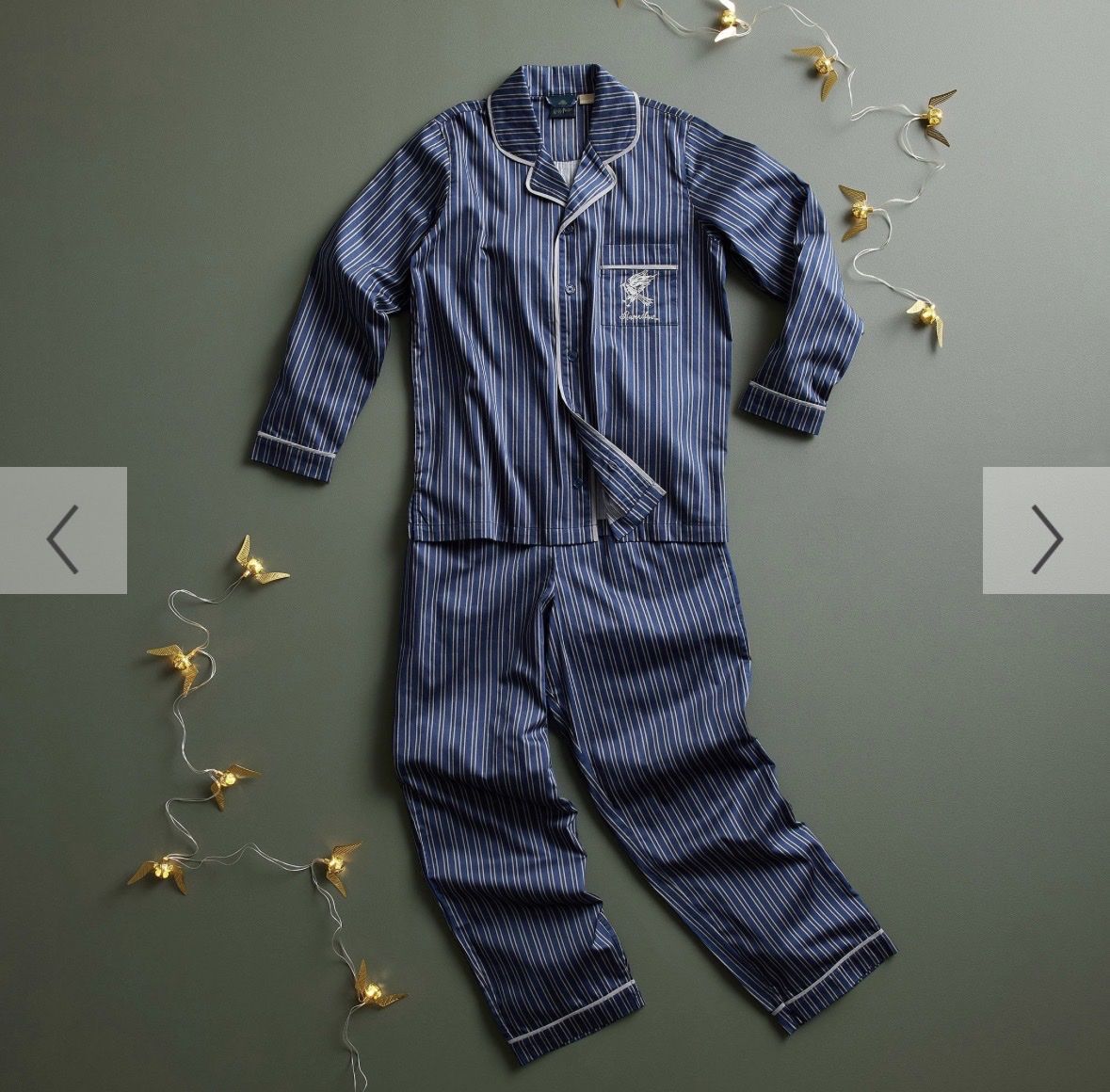 Pottery Barn Teen Harry Potter Ravenclaw Pinstripe Pajama Set - Large, Blue/Gray Unisex