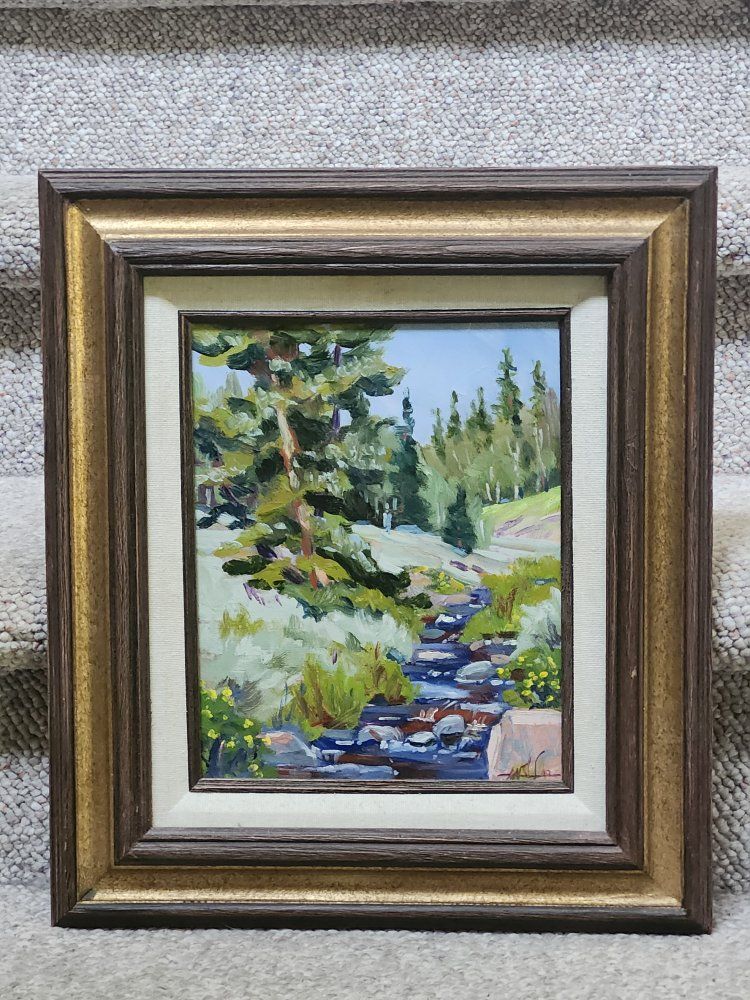 Wallace G. Lee Original Painting "Leaning Tree - Upper Mammoth Creek" Signed Landscape Art