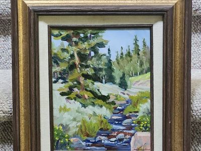 Wallace G. Lee Original Painting "Leaning Tree - Upper Mammoth Creek" Signed Landscape Art