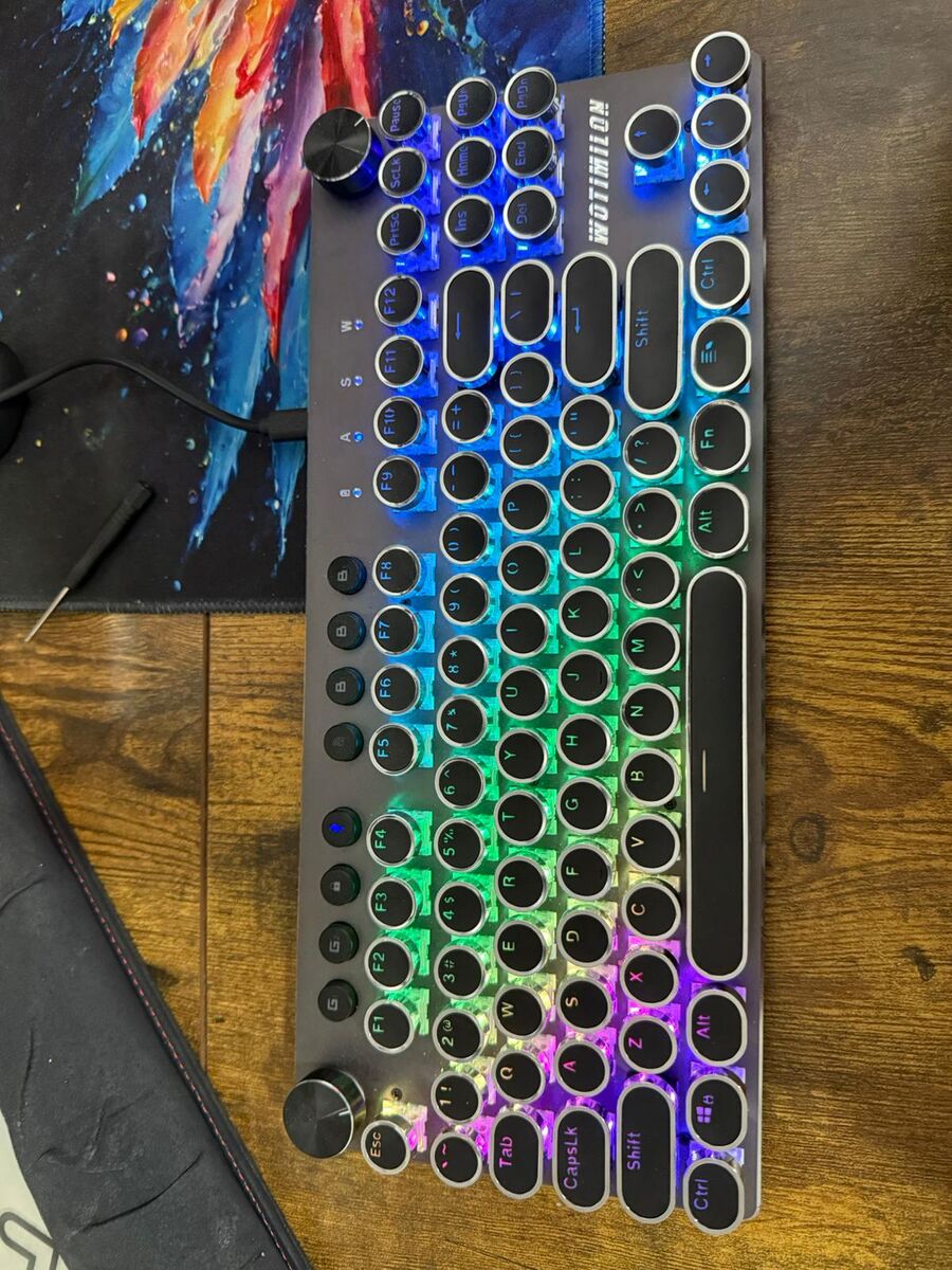 Wireless Typewriter Keyboard Mechanical TKL, 2.4G/BT5.0/Wired WM87 Retro Vintage Gaming Keyboard Typewriter Style