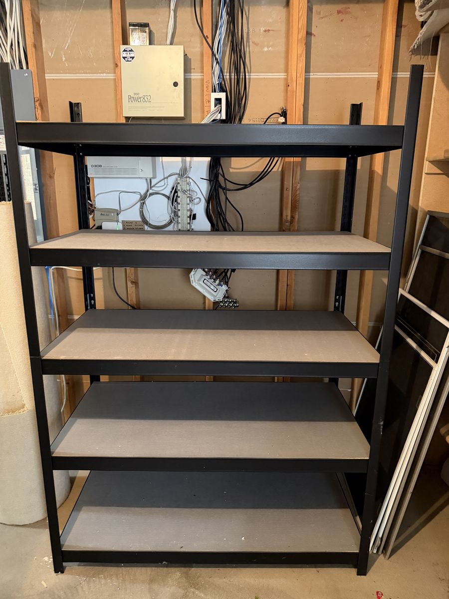 Heavy-Duty 5-Tier Metal & Wood Garage Shelving Unit - Industrial Storage Rack