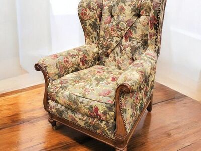 Lillian August Floral Arm Chair on Casters