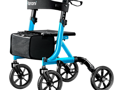 New Farani IF-M02 All Terrain 10" Rubber Wheels, Compact Size Lightweight Foldable Rolling Walker w/seat 300 lbs capacity