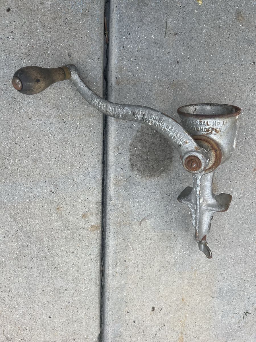 Universal #1 antique handheld meat grinder