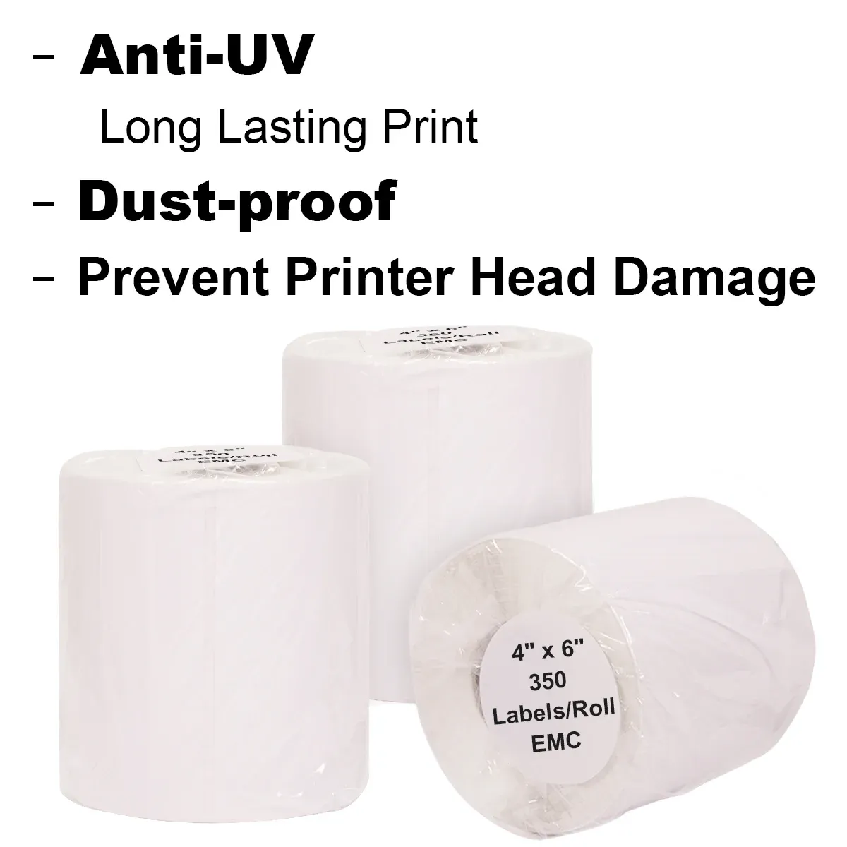 Direct Thermal Shipping Labels, Commercial Grade 4"x6" White Labels, 350 Labels Per Roll, 4 Rolls