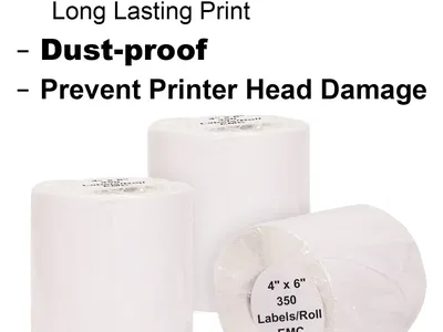 Direct Thermal Shipping Labels, Commercial Grade 4"x6" White Labels, 350 Labels Per Roll, 4 Rolls