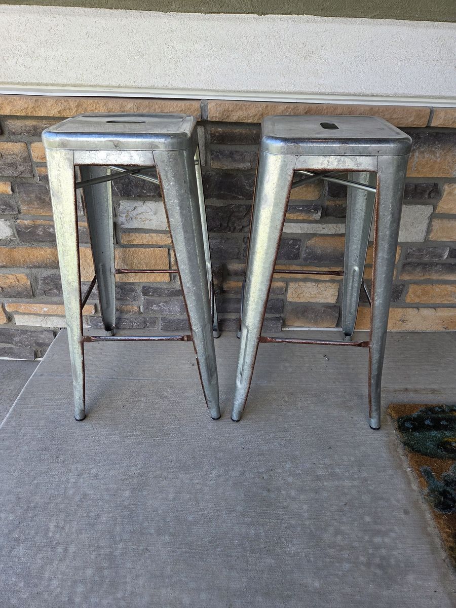 Pair of Rustic Metal Stools