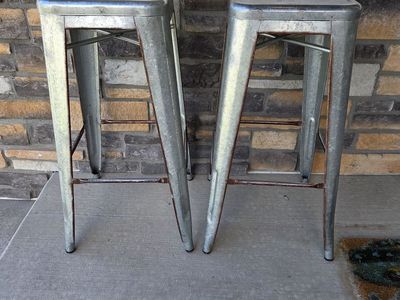 Pair of Rustic Metal Stools