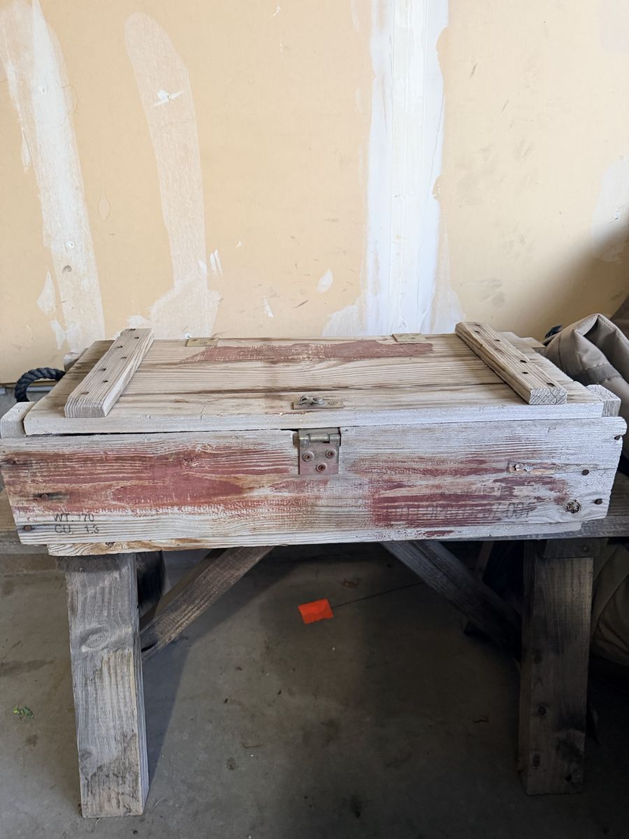 Vintage Wooden Storage Chest / Trunk /Ammo Box