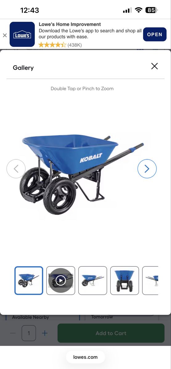 Kobalt 2 tires wheel barrow