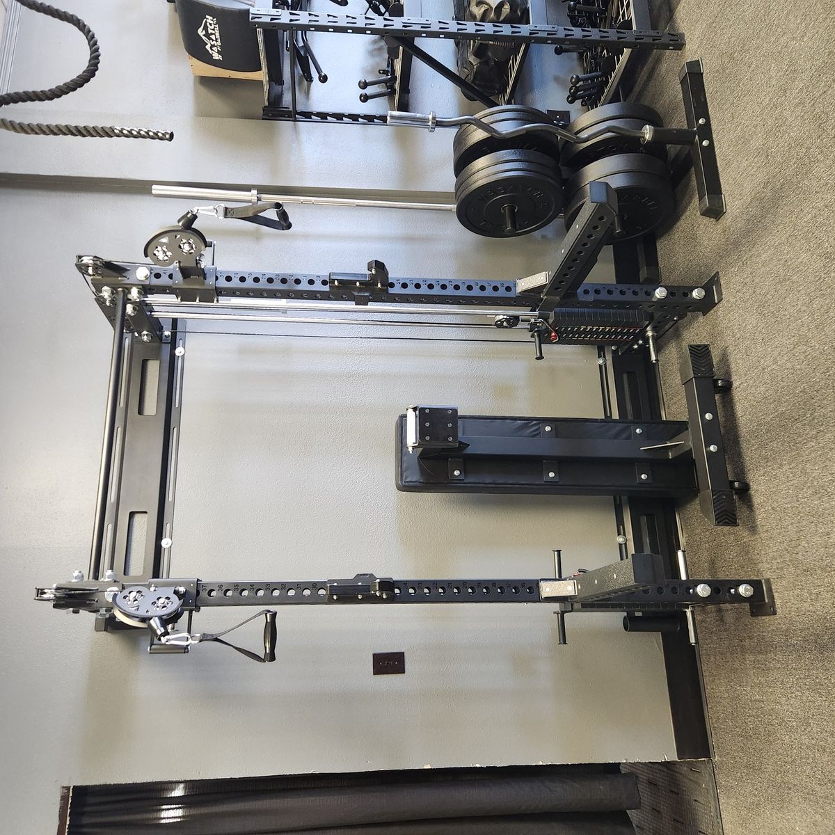 Wall Mount Functional Cable / Squat Rack + BENCH!