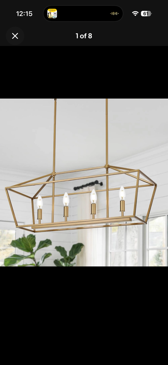 WINSHEN 4-Light Gold Chandelier / Pendant Light – $150