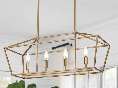 WINSHEN 4-Light Gold Chandelier / Pendant Light – $150
