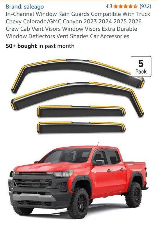 New Vent Visors 23-26 Chevy Colorado GMC Canyon crew cab 4 door