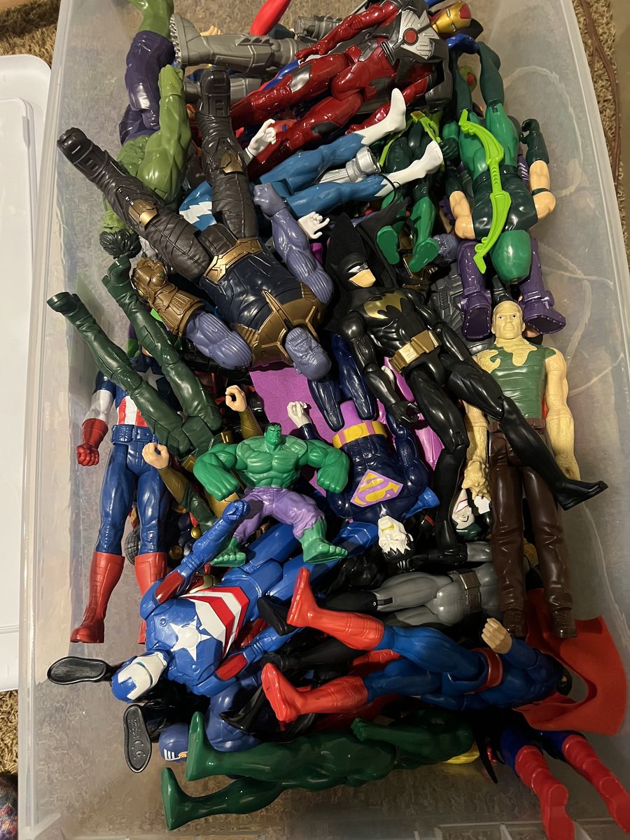 large bin or super heros, $4 each