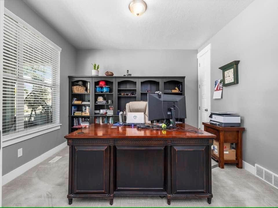 Large Black Distressed Wooden Executive Office Bookcase Wall Unit