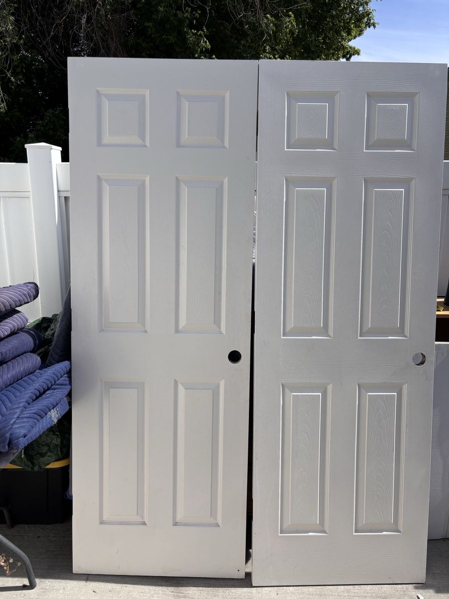 Two Interior Six Panel Doors 28x80 Left Swing $40 Each
