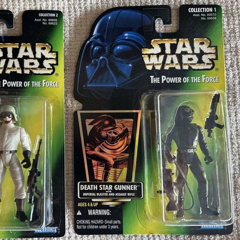 90’s Star Wars The Power of the Force Kenner Death Star Gunner w/ imperial blaster & assault rifle Action Figure Green Card 1995