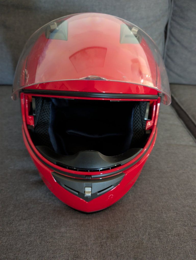 FreedConn Full-Face Motorcycle Helmet with Integrated Bluetooth - Red, Size M