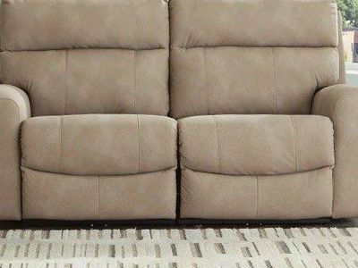 Ashley Furniture Next-Gen DuraPella Power Loveseat with Recliner and USB Port - Sand, 74" Width